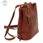 Genuine Leather Backpack Shoulder Brown Backpack