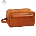 Genuine Leather Beauty Kit Brown Cosmetic bag