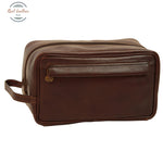 Genuine Leather Beauty Kit Dark Brown Cosmetic bag