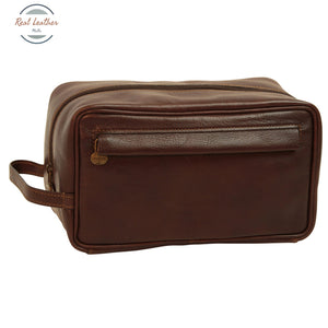 Genuine Leather Beauty Kit Dark Brown Cosmetic bag