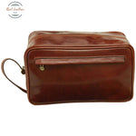 Genuine Leather Beauty Kit Mahogany Brown Cosmetic bag
