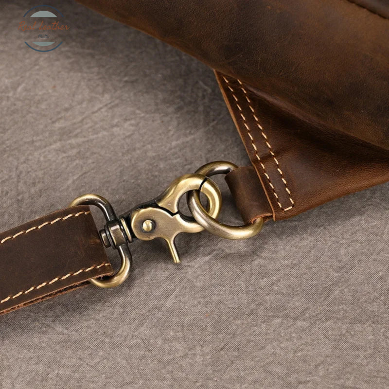Genuine Leather Chest Pack for Men Dark Bown Chest Bag