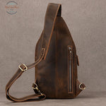 Genuine Leather Chest Pack for Men Dark Bown Chest Bag