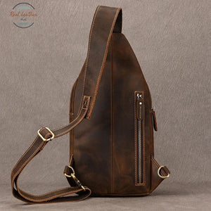 Genuine Leather Chest Pack for Men Dark Bown Chest Bag