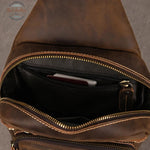 Genuine Leather Chest Pack for Men Dark Bown Chest Bag