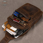 Genuine Leather Chest Pack for Men Dark Bown Chest Bag