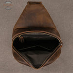 Genuine Leather Chest Pack for Men Dark Bown Chest Bag