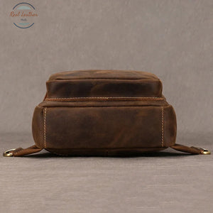 Genuine Leather Chest Pack for Men Dark Bown Chest Bag