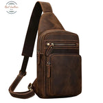 Genuine Leather Chest Pack for Men Dark Bown Chest Bag