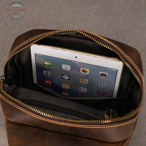 Genuine Leather Chest Pack for Men Dark Bown Chest Bag