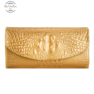 Genuine Leather Clutch Bag For Lady Women Gold Bags