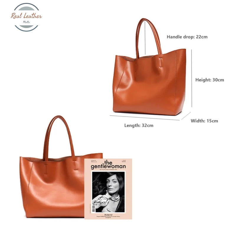Genuine Leather Cowhide Women Shoulder Bag Tote Bag