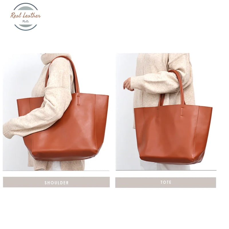 Genuine Leather Cowhide Women Shoulder Bag Tote Bag