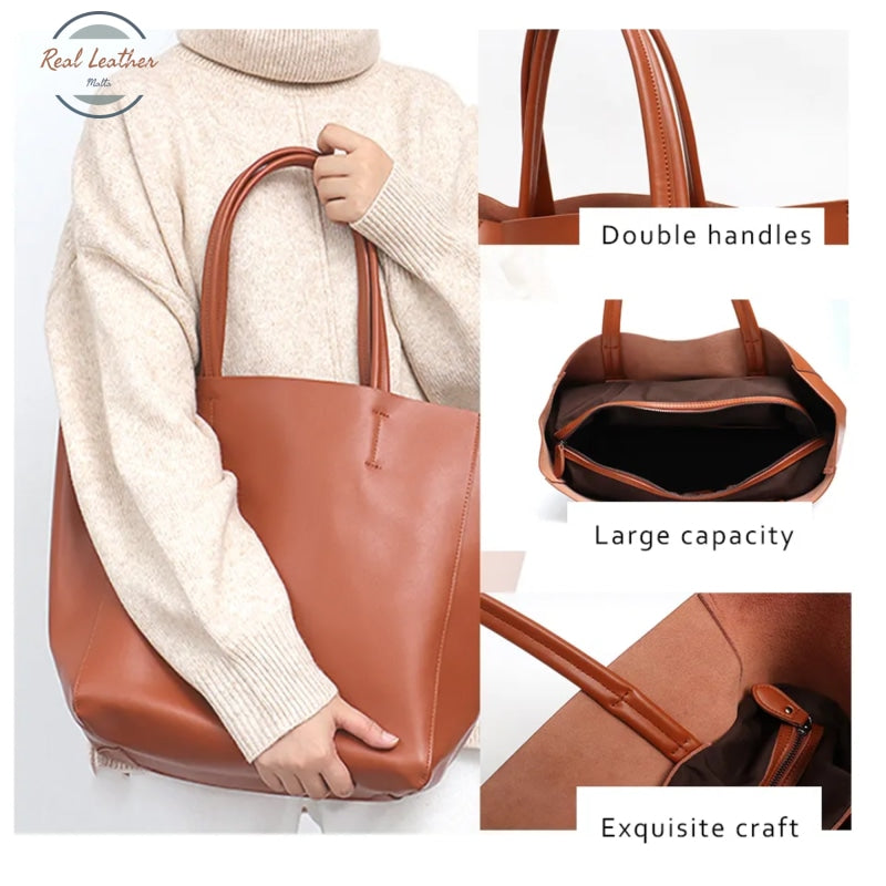 Genuine Leather Cowhide Women Shoulder Bag Tote Bag
