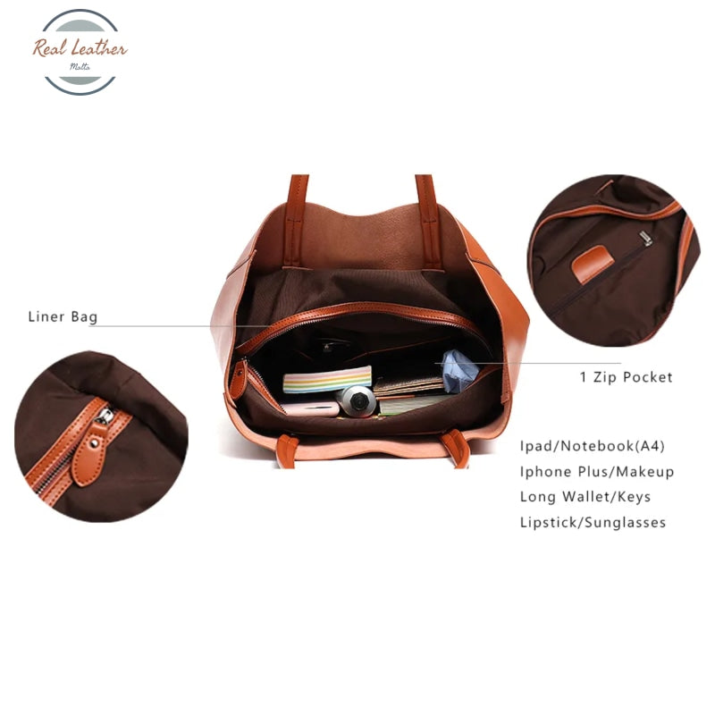 Genuine Leather Cowhide Women Shoulder Bag Tote Bag