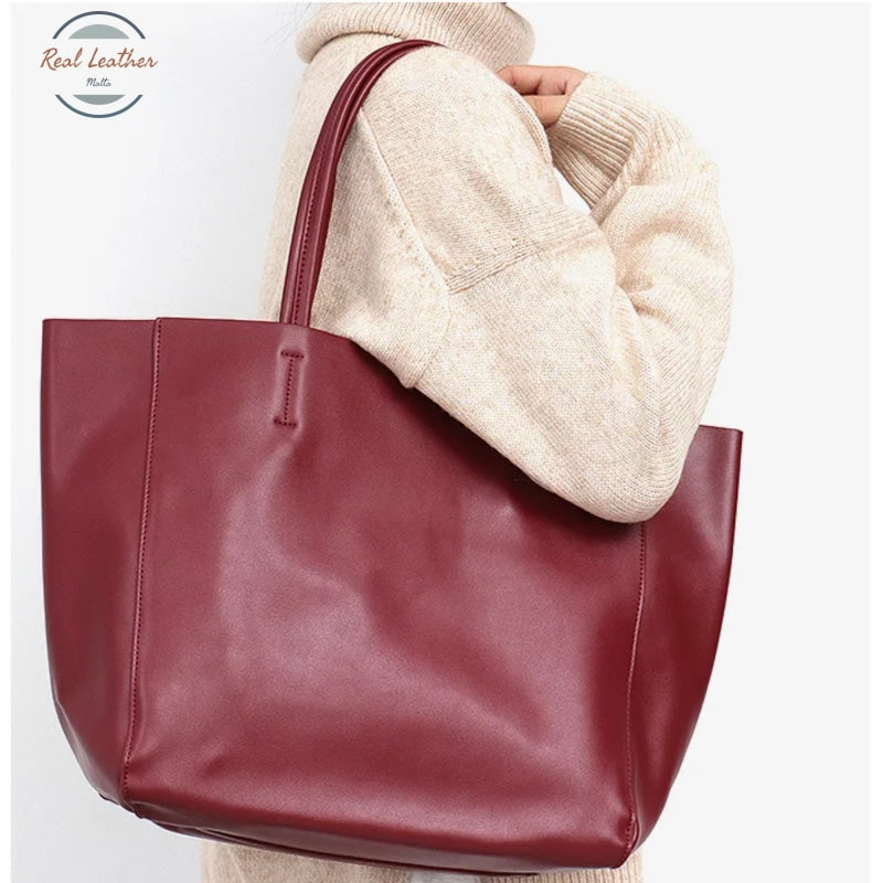 Genuine Leather Cowhide Women Shoulder Bag Tote Bag