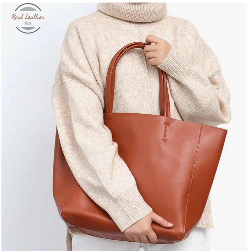 Genuine Leather Cowhide Women Shoulder Bag Tote Bag