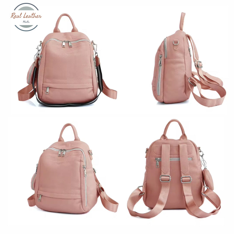 Genuine Leather Ladies Casual Backpack With Shoulder Strap Backpacks