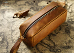Genuine Leather Large Capacity Pencil Organizer Brown Pen & Cases
