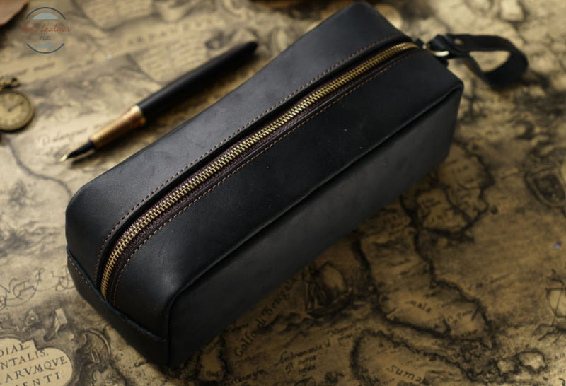 Genuine Leather Large Capacity Pencil Organizer Pen & Cases