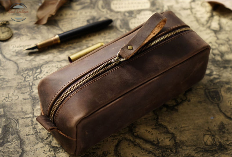 Genuine Leather Large Capacity Pencil Organizer Pen & Cases