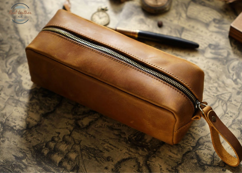 Genuine Leather Large Capacity Pencil Organizer Pen & Cases