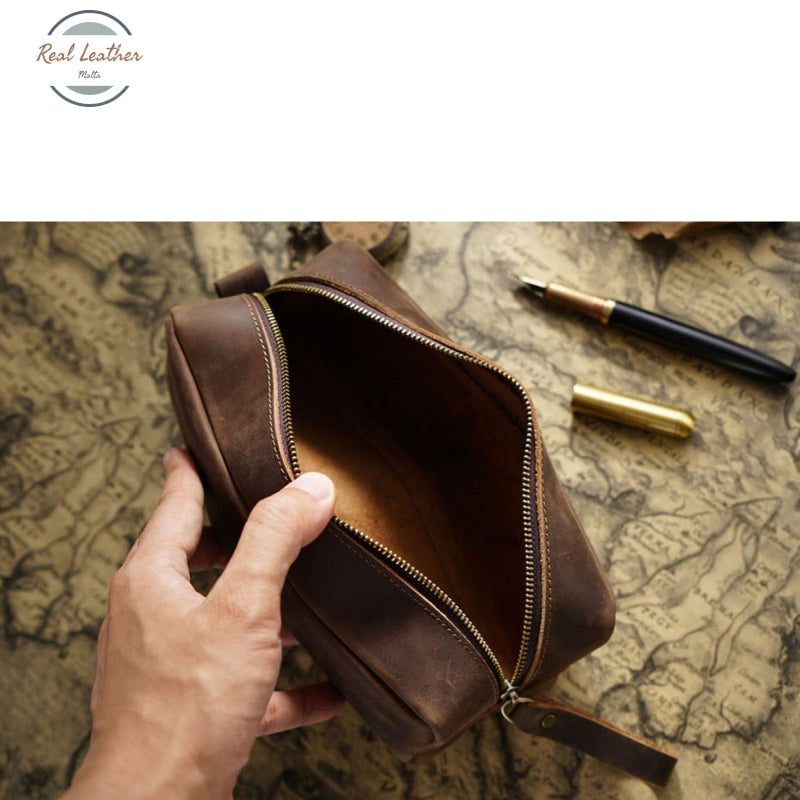 Genuine Leather Large Capacity Pencil Organizer Pen & Cases