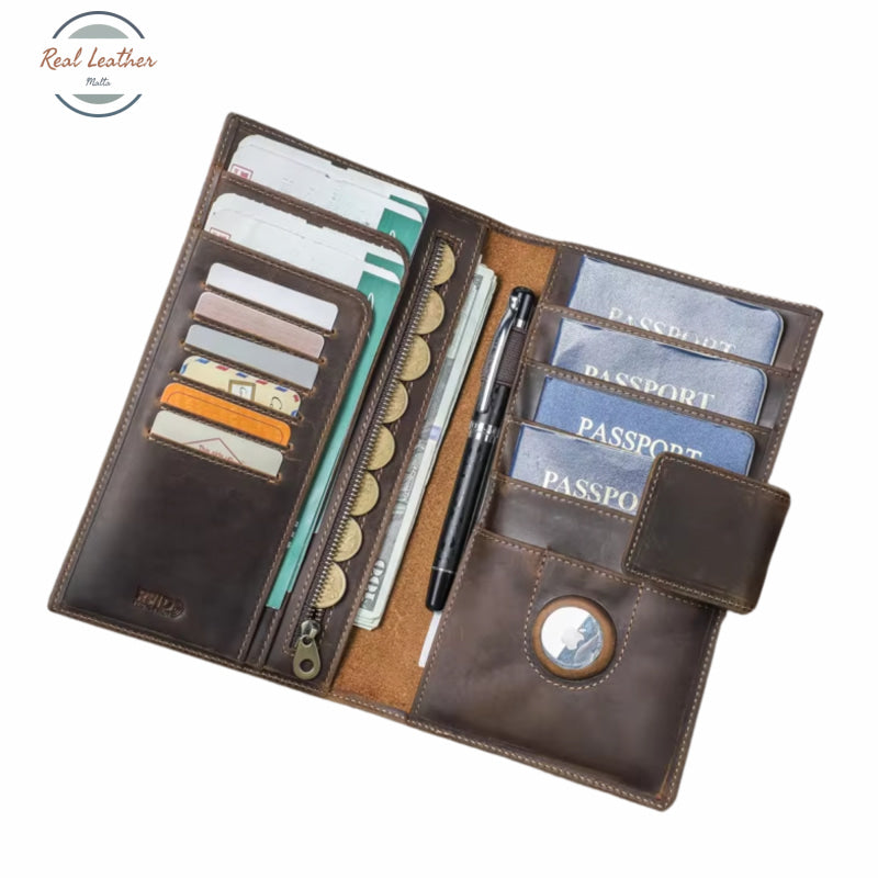 Genuine Leather Long Wallet and Passport Holder Wallets & Money Clips