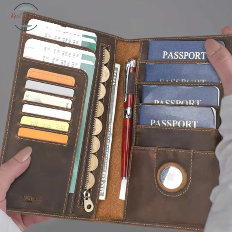 Genuine Leather Long Wallet and Passport Holder Wallets & Money Clips