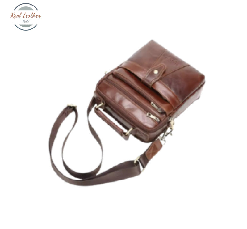 Genuine Leather Men Shoulder Bag Casual Crossbody Messenger Briefcase for iPad and Phone Coffee Bags