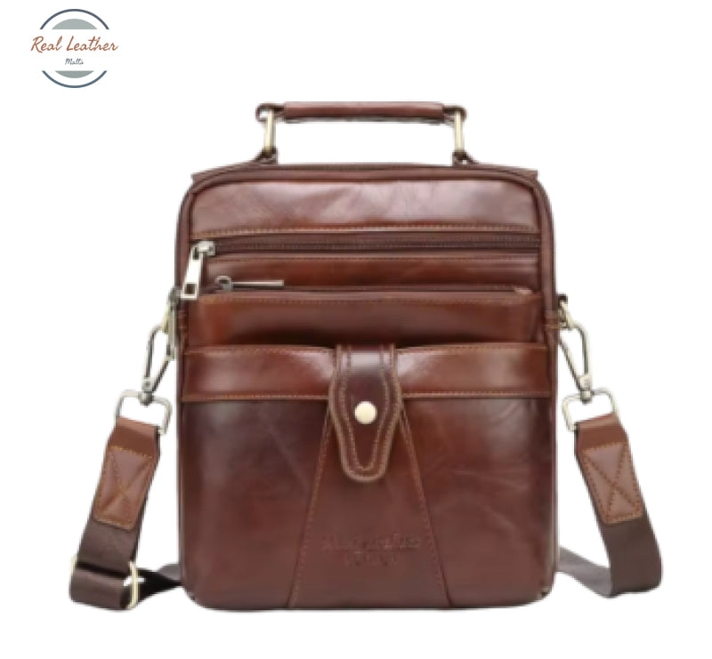 Genuine Leather Men Shoulder Bag Casual Crossbody Messenger Briefcase for iPad and Phone Coffee Bags