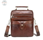 Genuine Leather Men Shoulder Bag Casual Crossbody Messenger Briefcase for iPad and Phone Coffee Bags