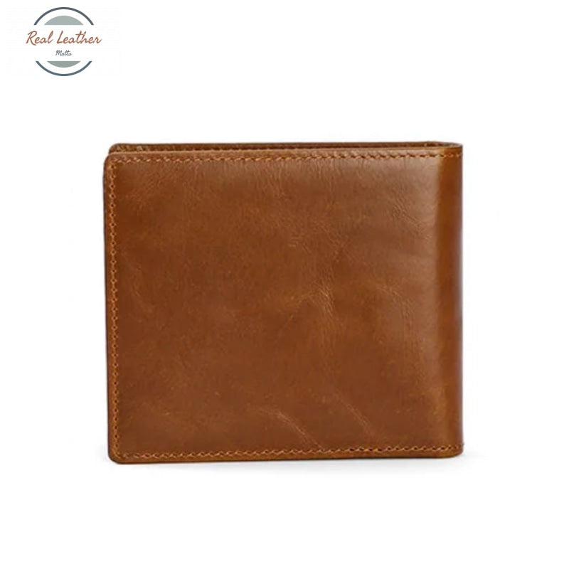 Genuine Leather Mens Short Wallet Brown Wallets