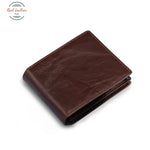 Genuine Leather Mens Short Wallet Coffee Wallets