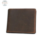 Genuine Leather Mens Short Wallet Matte Coffee Wallets