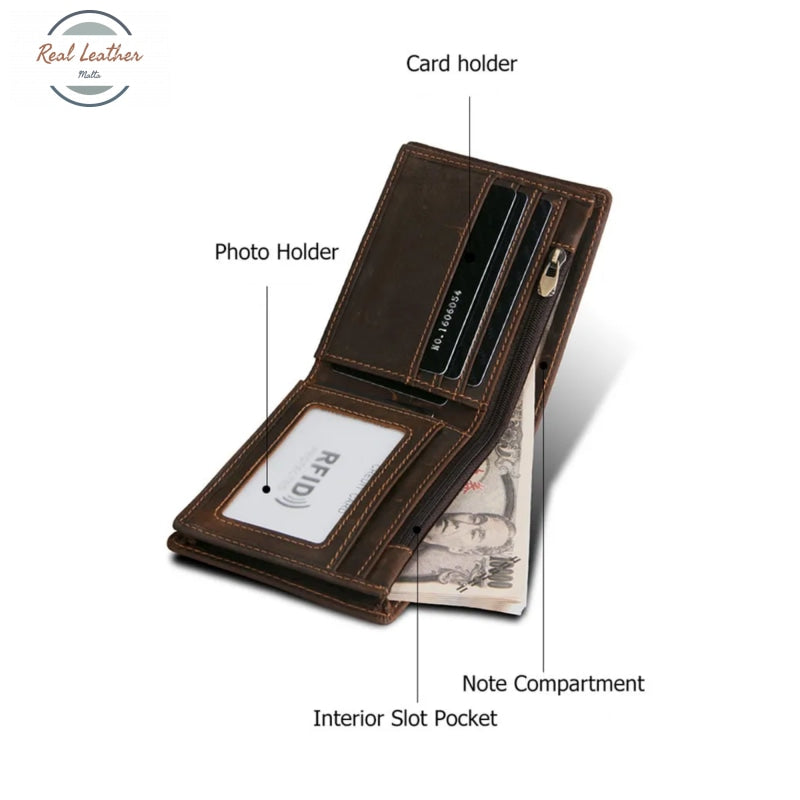 Genuine Leather Mens Short Wallet Wallets