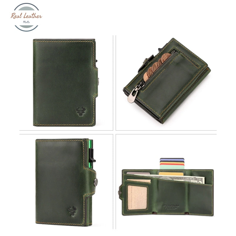 Genuine Leather Mens Wallets With Card Ejector