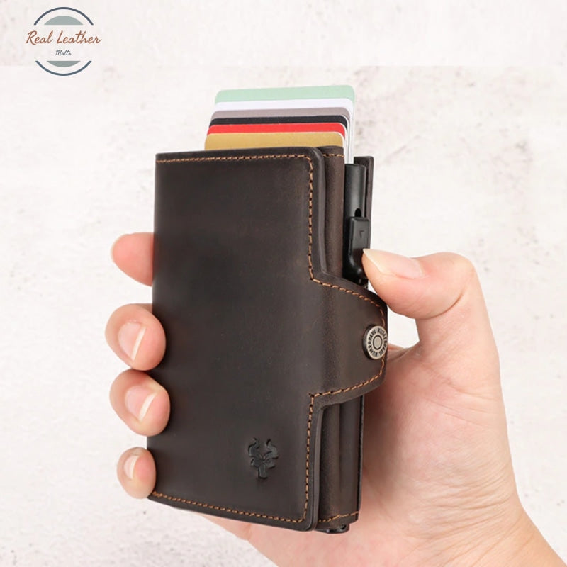 Genuine Leather Mens Wallets With Card Ejector