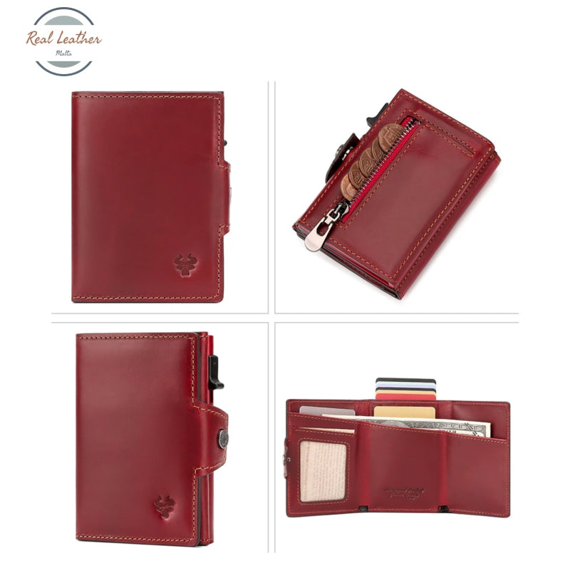 Genuine Leather Mens Wallets With Card Ejector