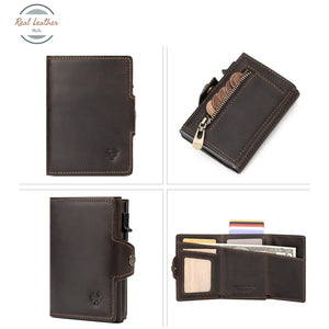 Genuine Leather Mens Wallets With Card Ejector