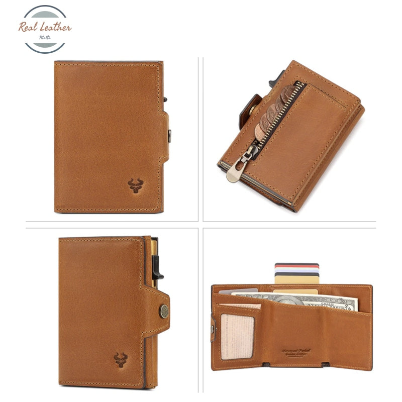 Genuine Leather Mens Wallets With Card Ejector