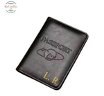 Genuine Leather Passport Holder with Custom Golden Foil Embossing Black Passport Cover