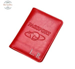 Genuine Leather Passport Holder with Custom Golden Foil Embossing Red Passport Cover