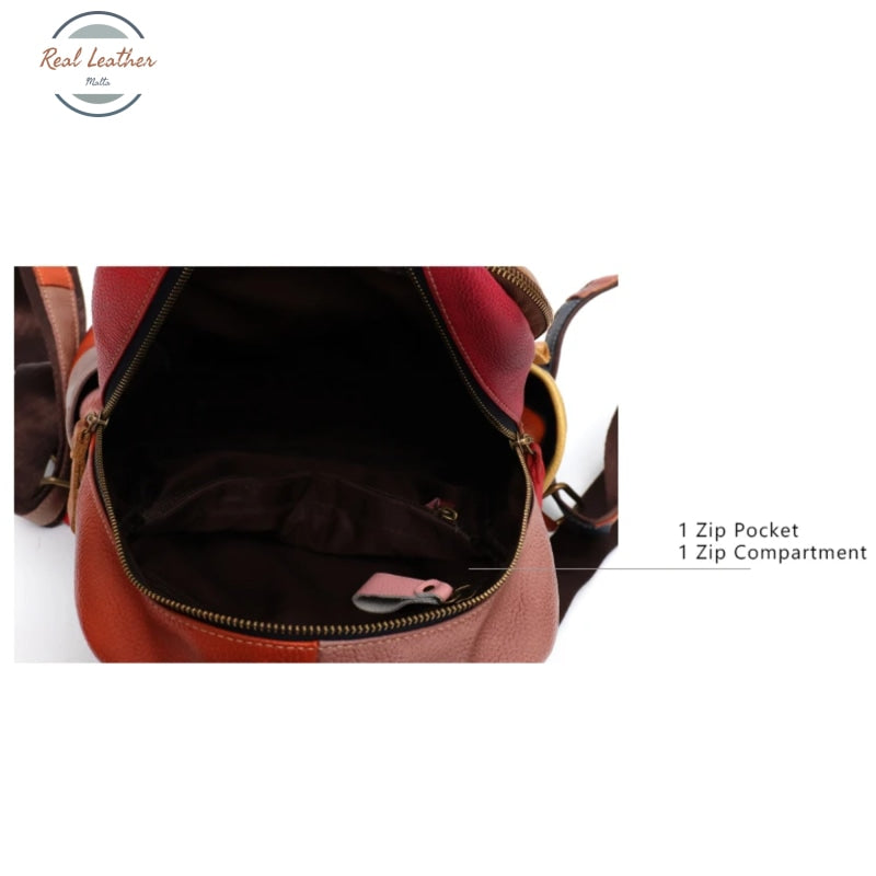 Genuine Leather Patchwork Backpack Backpacks