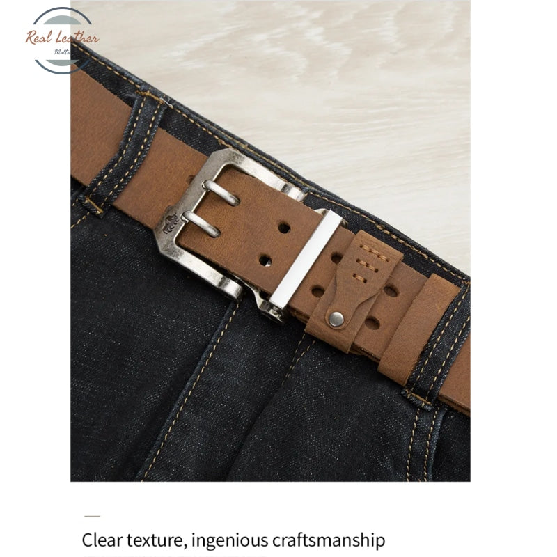 Genuine Leather Pin Buckle Waistband Belt For Men