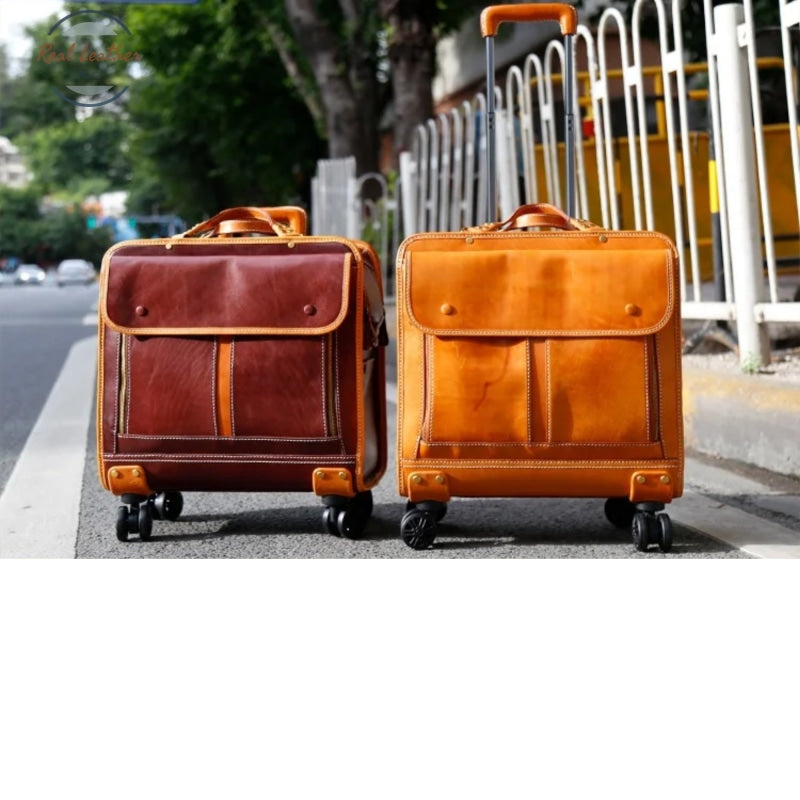 Genuine Leather Universal Trolley Luggage & Bags