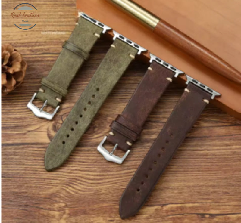 Genuine Leather Watch Straps for Apple Watch (Series 1–10)