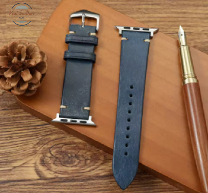 Genuine Leather Watch Straps for Apple Watch (Series 1–10) Blue / 38 40 41 S10-42MM