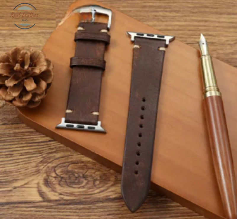 Genuine Leather Watch Straps for Apple Watch (Series 1–10) Dark Brown / 38 40 41 S10-42MM