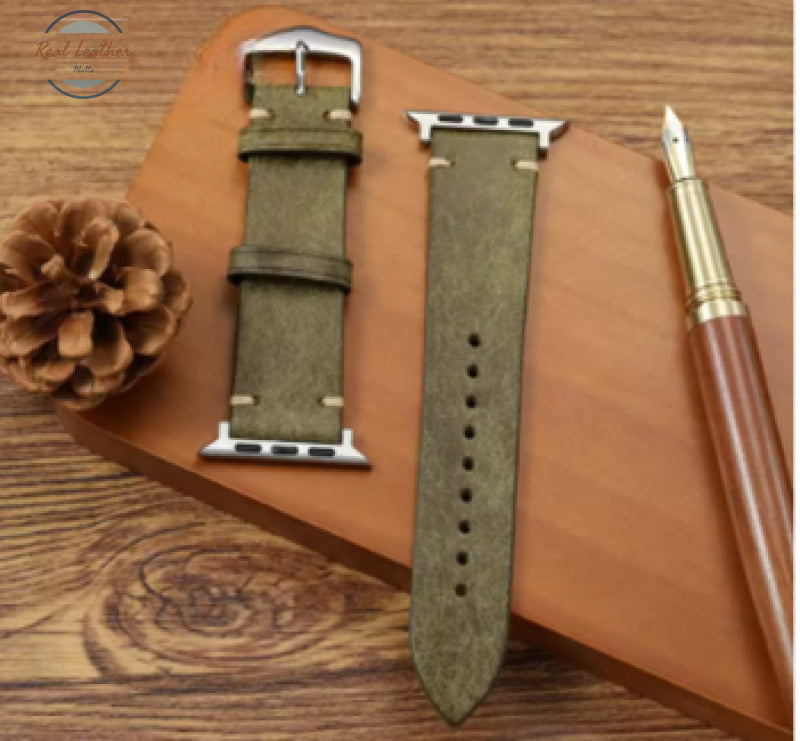 Genuine Leather Watch Straps for Apple Watch (Series 1–10) Green / 38 40 41 S10-42MM